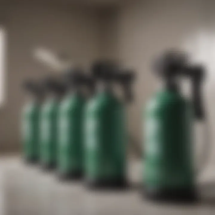 An array of air sprayers showcasing various types and sizes.