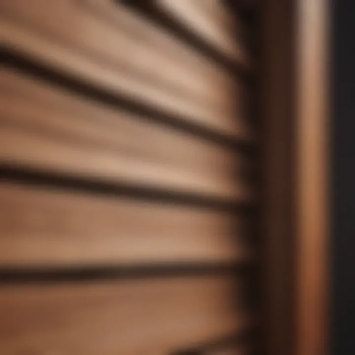 Close-up of wooden shutter installation details