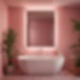 Elegant pink bathroom lighting creating a serene atmosphere