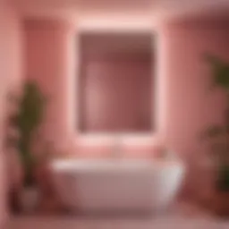 Elegant pink bathroom lighting creating a serene atmosphere