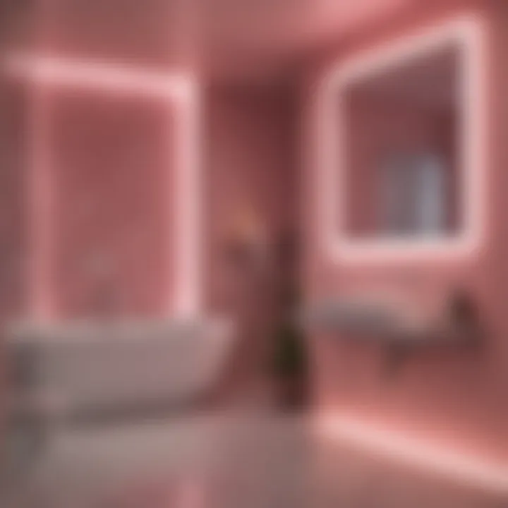 Mood-enhancing pink lighting in a modern bathroom setting