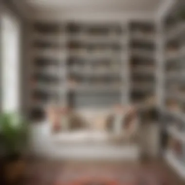 Cozy reading nook featuring custom built-in shelves