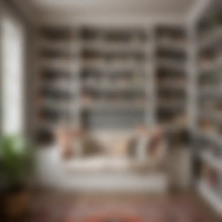 Cozy reading nook featuring custom built-in shelves