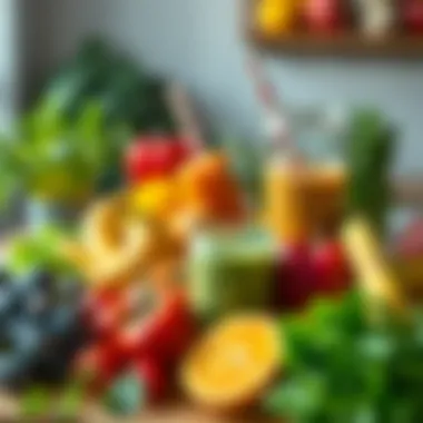 A variety of fresh fruits and vegetables for smoothies