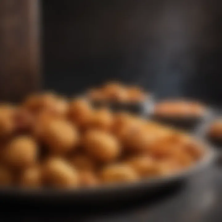 A variety of air fried snacks displayed on a modern plate.