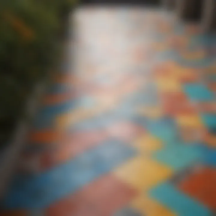 Charming tile patio flooring showcasing vibrant colors and unique patterns.