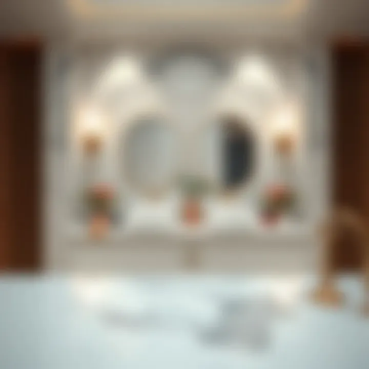 Luxurious bathroom featuring a solid marble backsplash