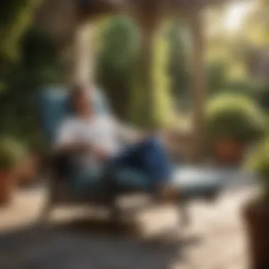 User Experience with Frontgate Outdoor Recliner User enjoying comfort of Frontgate outdoor recliner