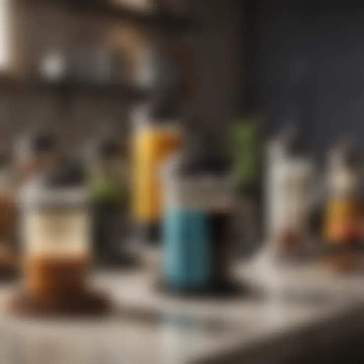 A vibrant array of branded French presses in various styles and colors.