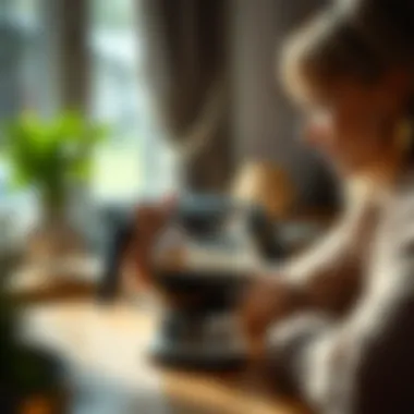 User enjoying a freshly brewed cup of coffee