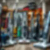 A variety of vacuum cleaners showcased in an organized manner