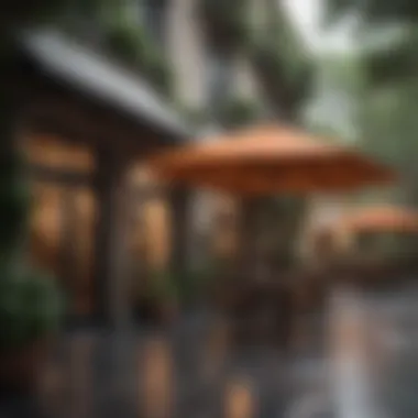 Tuuci Umbrellas in Commercial Outdoor Space Stylish Tuuci umbrellas enhancing a commercial outdoor space