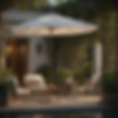 Elegant Tuuci Umbrella in Luxurious Patio Elegant Tuuci outdoor umbrella in a luxurious patio setting