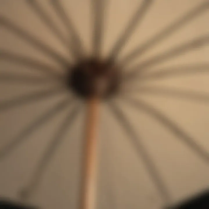 Close-up of Tuuci umbrella materials showcasing durability and design