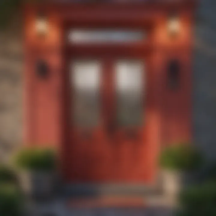 A vibrant colored front door that enhances the home's curb appeal
