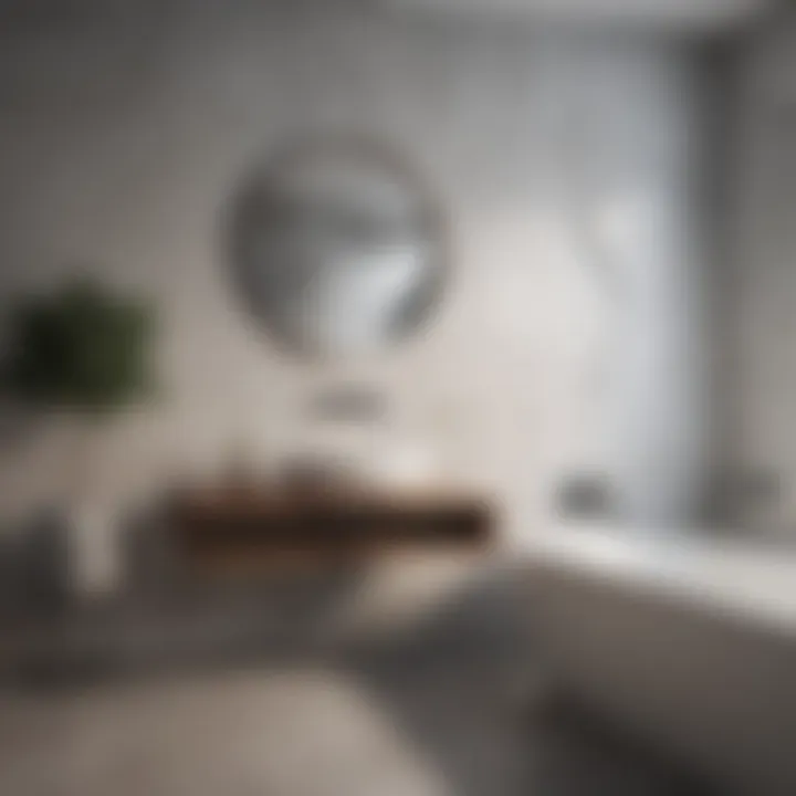Minimalist bathroom wall decor featuring simple geometric shapes
