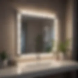 Contemporary vanity mirror with ambient lighting