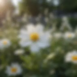 A serene white flower garden showcasing various species in full bloom