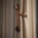 Elegant wooden curtain rod holder in a modern living space