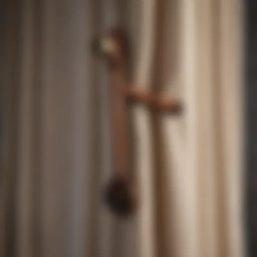 Elegant wooden curtain rod holder in a modern living space