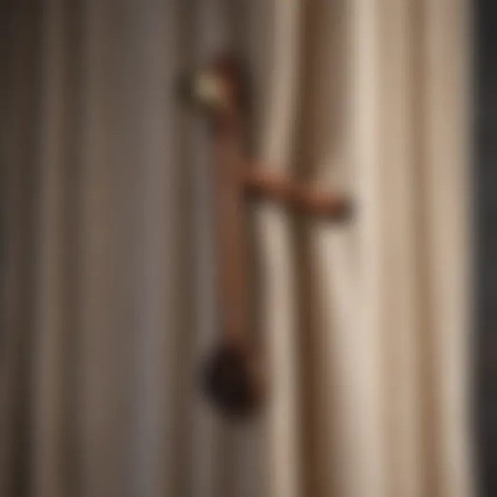 Elegant wooden curtain rod holder in a modern living space