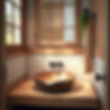 Artisanal Wooden Sink with Rustic Cabinetry Artisanal wooden sink integrated with rustic cabinetry