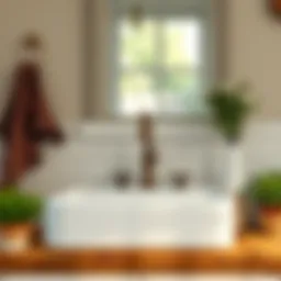 Rustic farmhouse sink with vintage faucet and wood accents