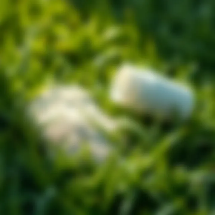 Fertilizer spread on lush grass