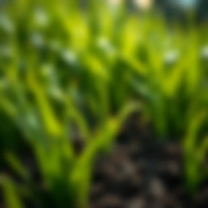 Vibrant green grass with healthy soil beneath