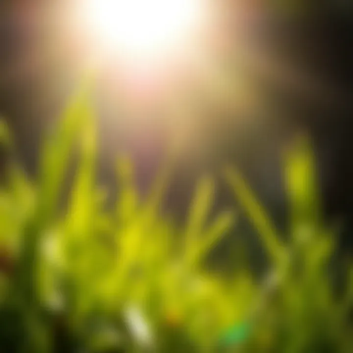 Sunlight filtering through grass blades