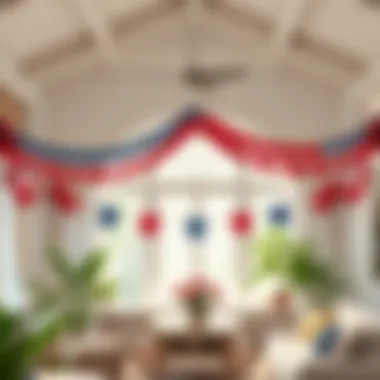Patriotic garlands and banners display