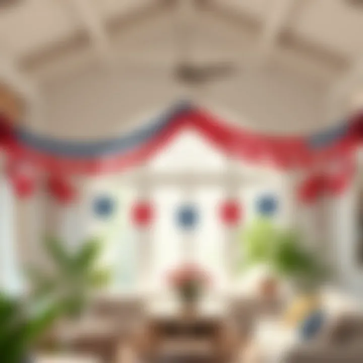 Patriotic garlands and banners display