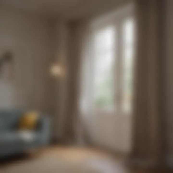 Different types of curtains displayed beside a door