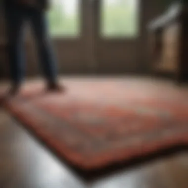 Demonstrating proper rug washing techniques