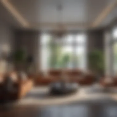 Distinct Zones in a Spacious Living Area Distinct zones created with furniture in a spacious living area