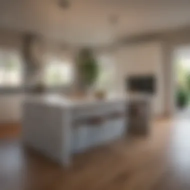 Completed kitchen island in a modern kitchen