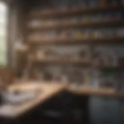 A well-organized workspace with painting supplies laid out