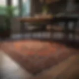 Elegant rug positioning under a dining table