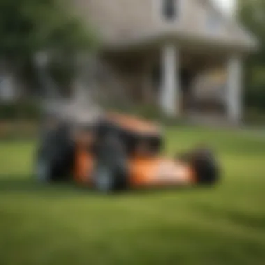 Benefits of Side Discharge Chute in Lawn Care Illustration demonstrating the benefits of using a side discharge chute for lawn mowing.
