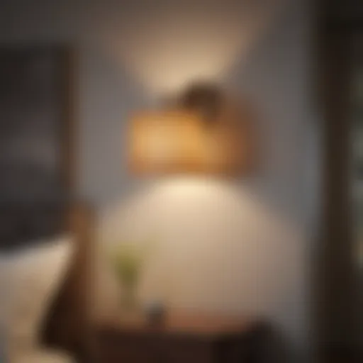 Elegant wall light illuminating a cozy bedroom corner