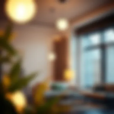 Contemporary floor lamps complementing hanging fixtures