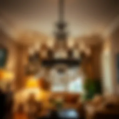 A vintage chandelier adding charm to a classic living room