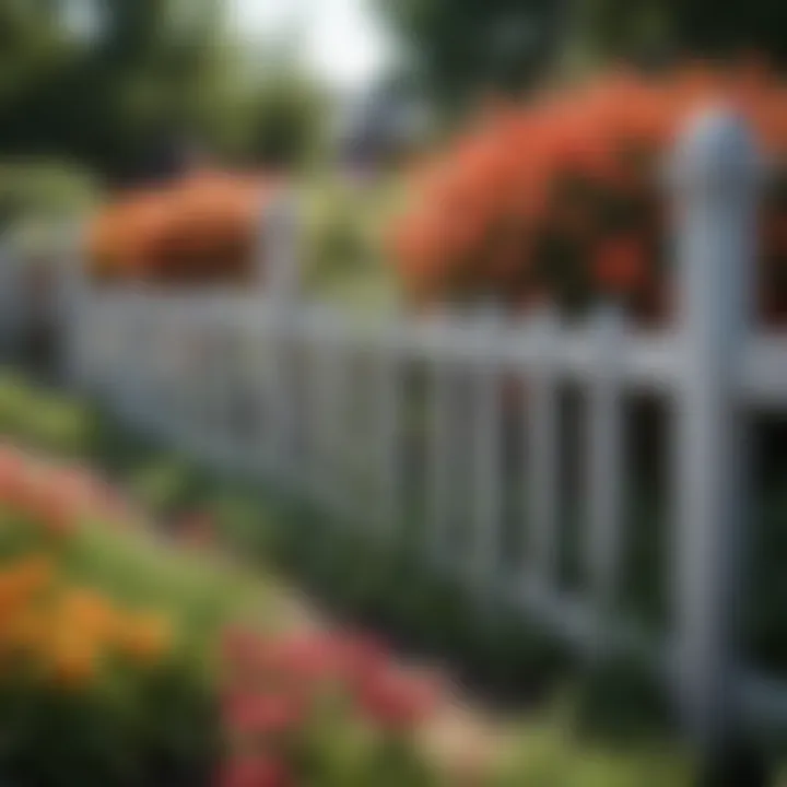Colorful flower beds bordered by a decorative fence