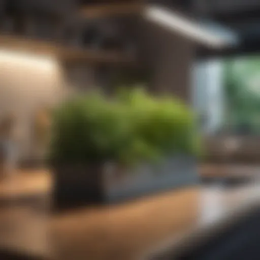 A vibrant herb garden thriving on a kitchen counter