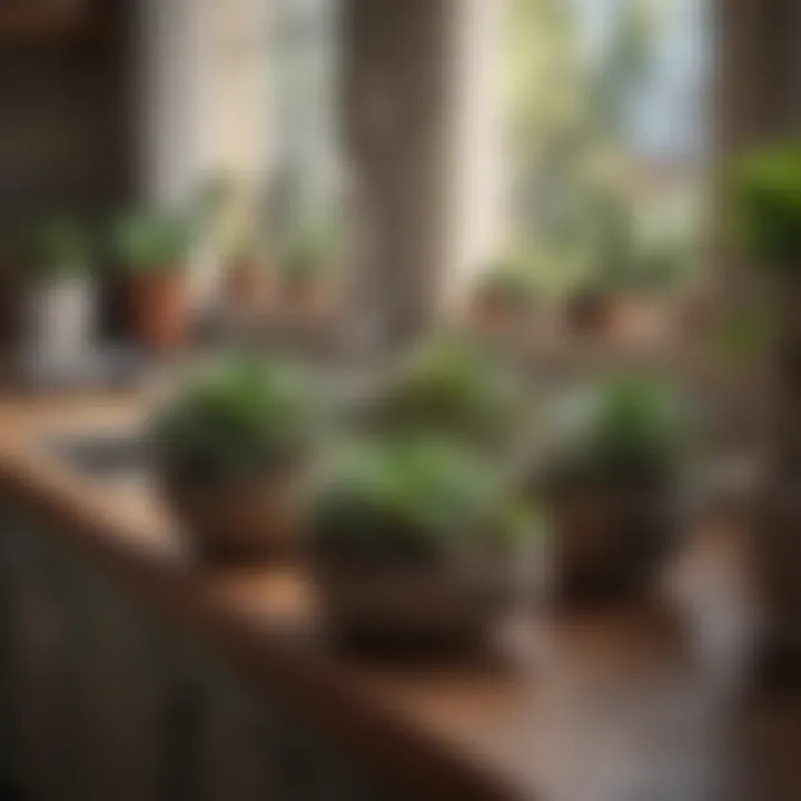 Stylishly arranged succulents adding charm to a kitchen space