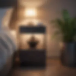 Modern minimalist bedside table in a stylish bedroom