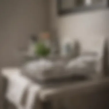 Stylish Metal Wire Basket Stylish metal wire basket holding neatly arranged towels and toiletries