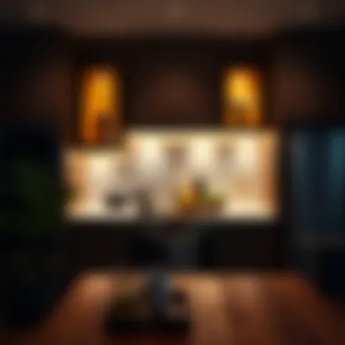 Warm Ambient Cabinet Lighting Warm ambient cabinet lighting creating a cozy atmosphere