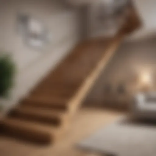 Elegant wooden staircase integrated into modern living room decor