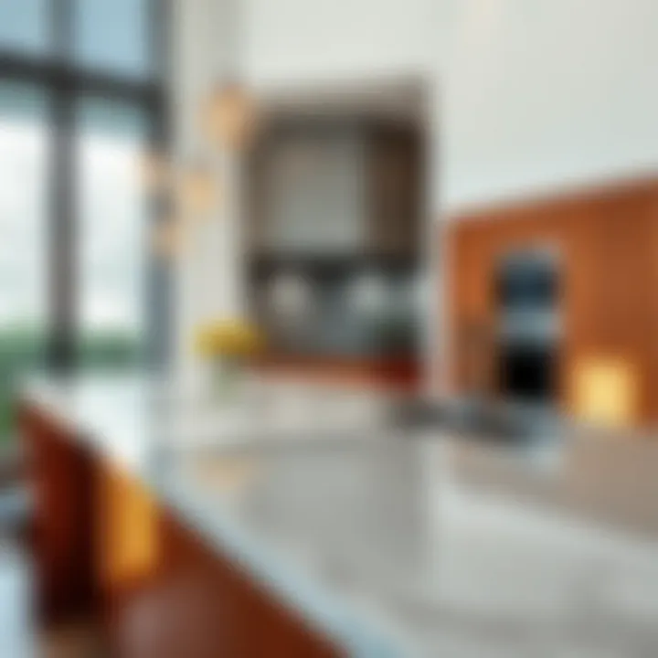 Contemporary Quartz Countertop with Bold Colors Contemporary quartz countertop showcasing bold colors